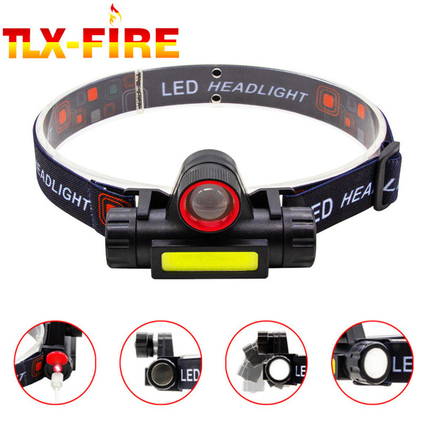 Head-mounted strong light flashlight cross-border COB headlight outdoor emergency USB charging telescopic zoom night fishing headlight