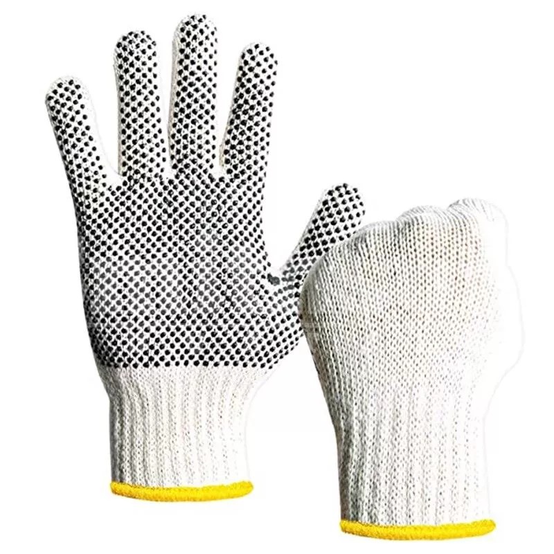 1Pair- Knitted Cotton PVC Dotted Hand Gloves PVC Dotted Cotton Knitted Working Gloves For Construction Industrial Welding Kitchen Gardening Work Household Cycling Bike Riding Hand Protection Safety Gloves