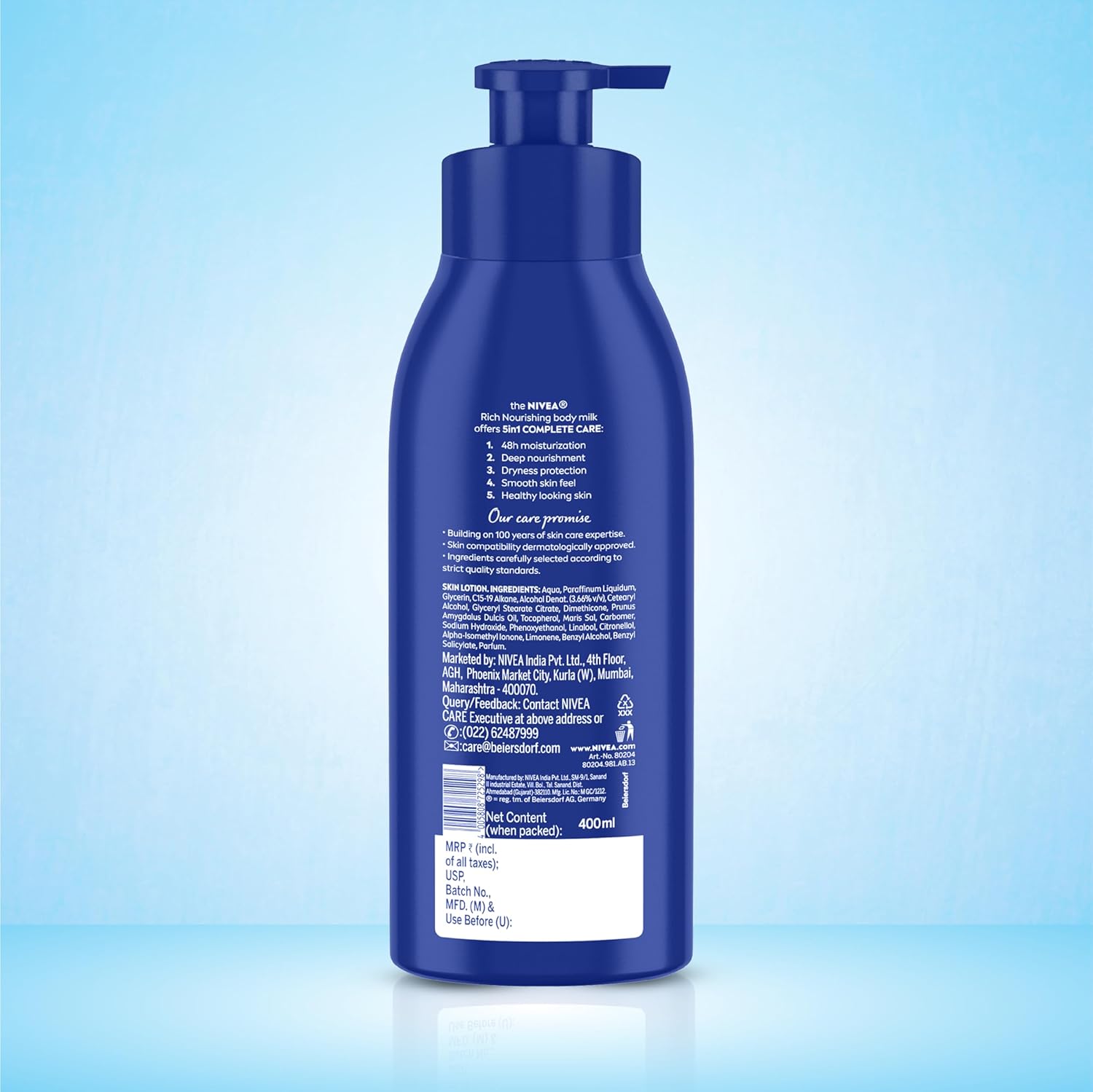 NIVEA Nourishing Body Milk 400ml Body Lotion | 48 H Moisturization | With 2X Almond Oil | Smooth and Healthy Looking Skin |For Very Dry Skin