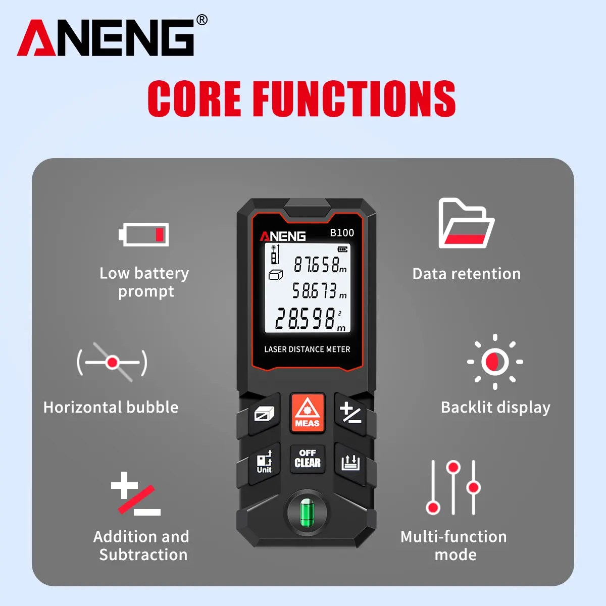 ANENG B40/B60/B80/B100 Digital Laser Distance Meter Rangefinder Distance Area Volume Multimeter Test Tool Measure Device