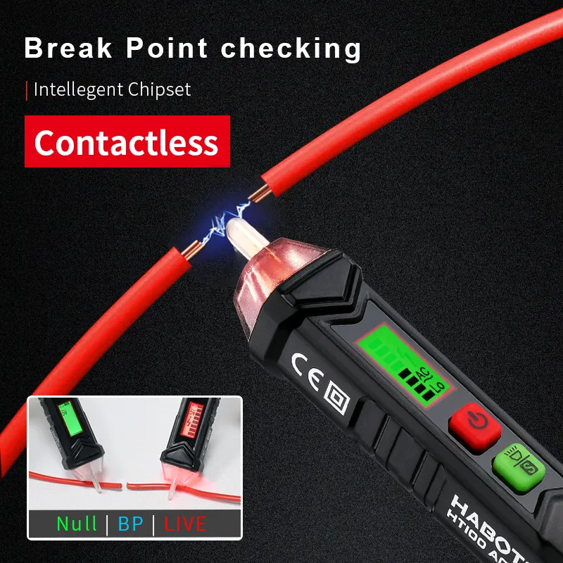 HABOTEST HT100P Non-contact Test Pencil LCD Digital Voltage Tester AC Phase Voltage Detector