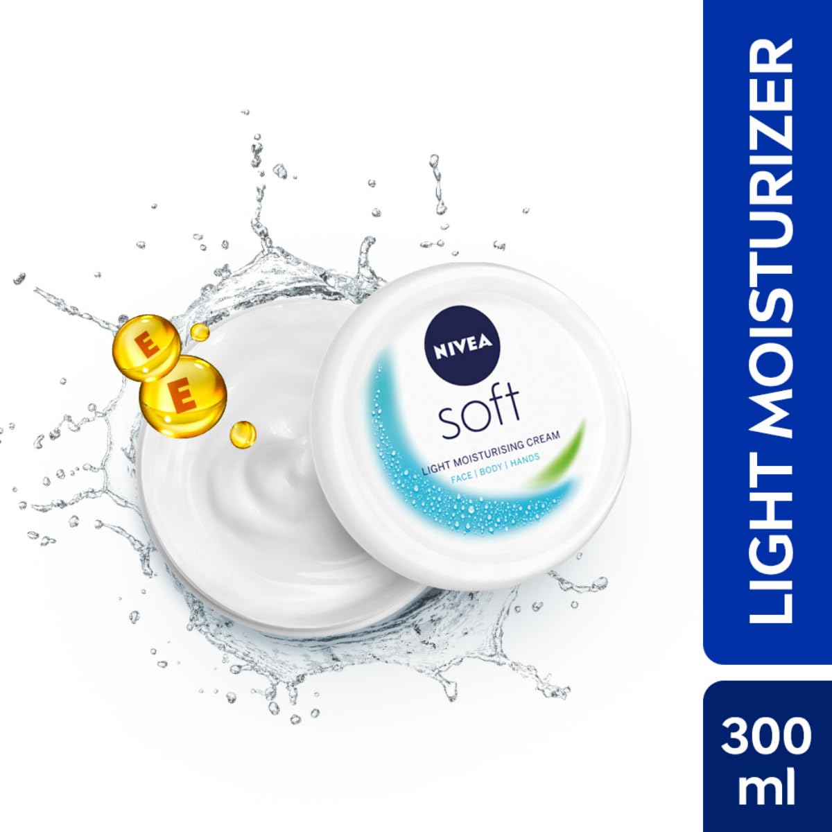 NIVEA Soft Light Moisturizer, 150 ml, for Face, Hand & Body, Non-Greasy Cream with Vitamin E & Jojoba Oil for Instant Hydration