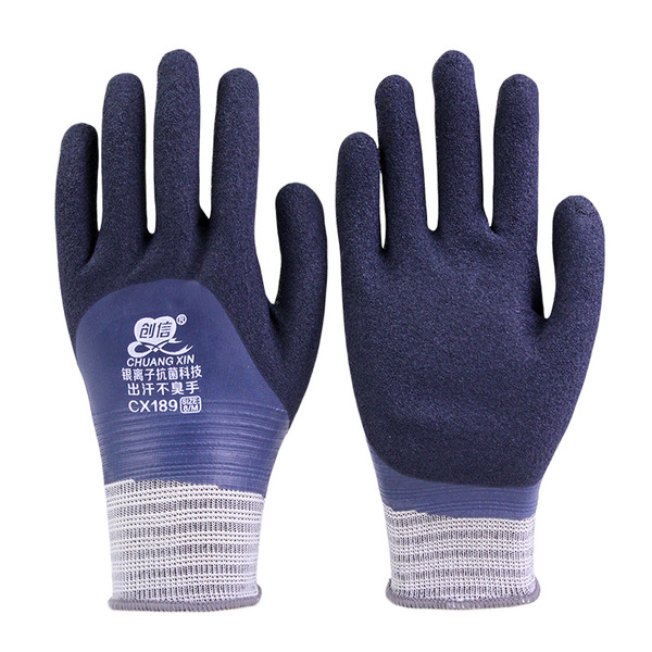 Chuangxin CX189 Full Glue Waterproof Silver Ion Antibacterial Latex Leather Full Hanging Foam Non-Slip Non-Odor Hand Labor Protection Gloves