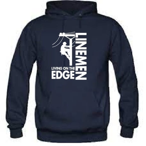 Power Lineman - Living on the Edge - Hooded Sweatshirt - Navy