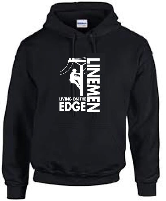 Power Lineman - Living on the Edge - Hooded Sweatshirt - Black