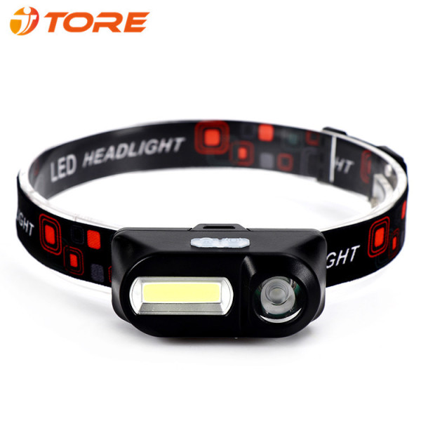 Multifunctional USB interface rechargeable headlight COB outdoor emergency head-mounted flashlight 18650 battery lighting