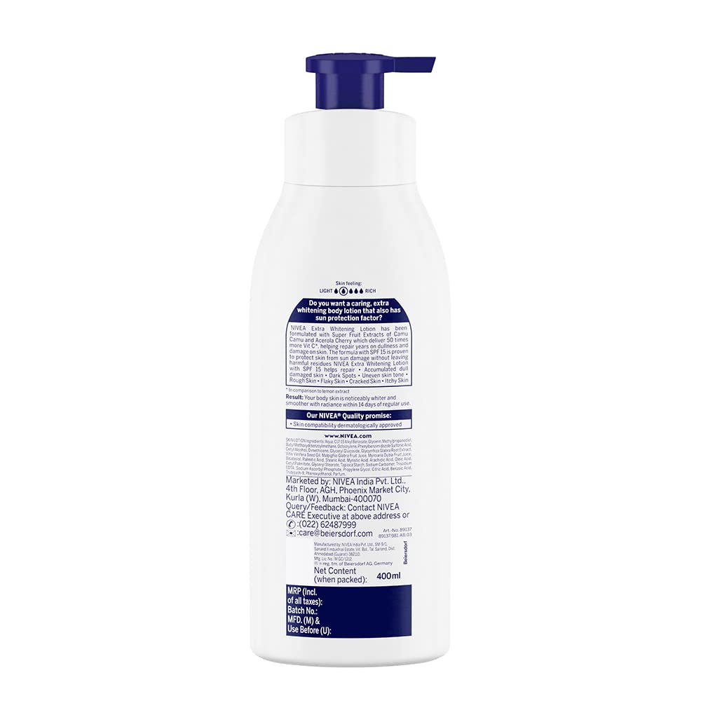 NIVEA Body Lotion Natural Glow, Cell Repair, Spf 15 & 50X Vitamin C 400ml