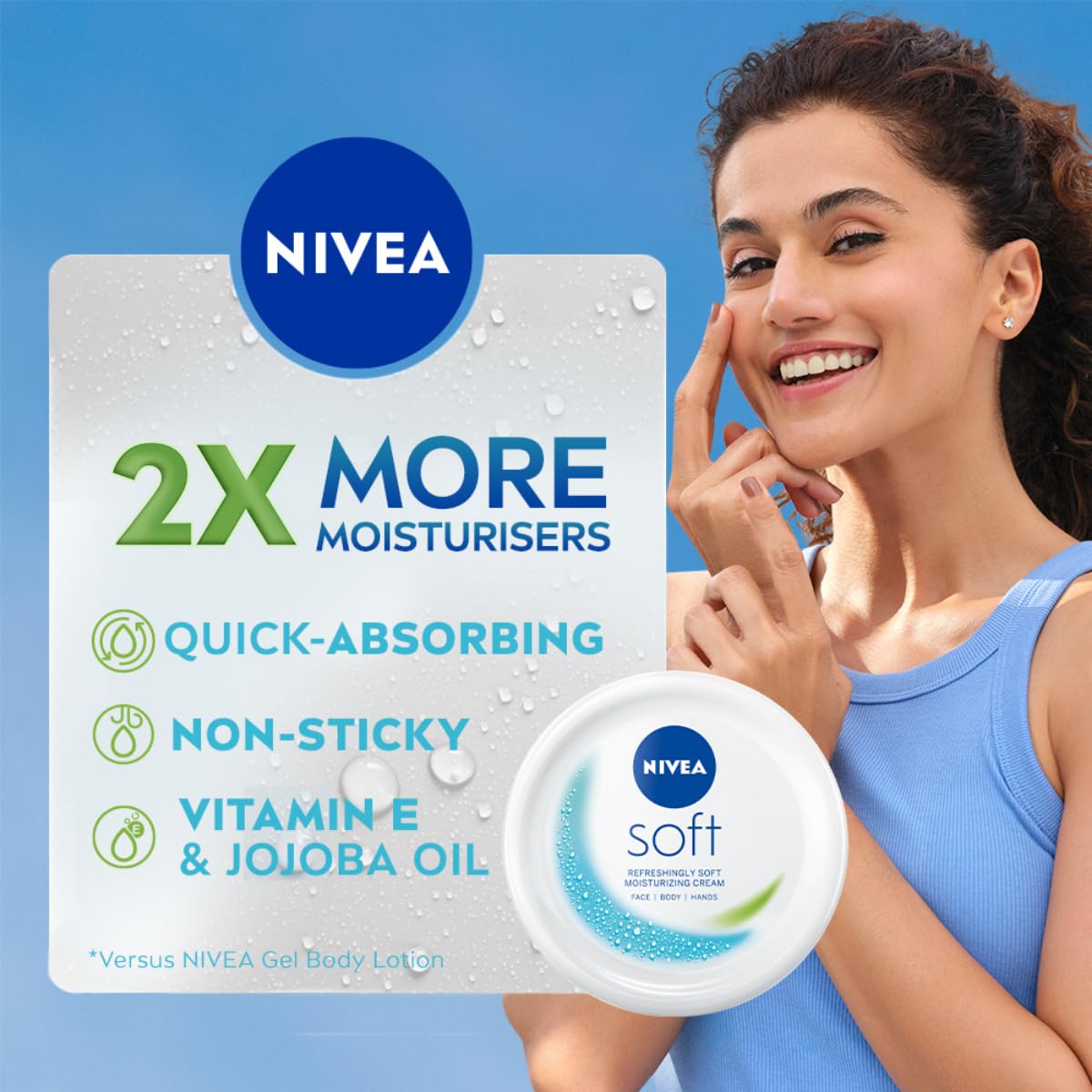 NIVEA Soft Light Moisturizer, 150 ml, for Face, Hand & Body, Non-Greasy Cream with Vitamin E & Jojoba Oil for Instant Hydration