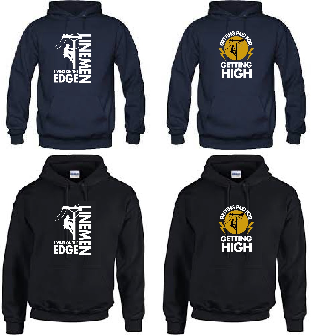 Power Lineman - Living on the Edge - Hooded Sweatshirt - Navy
